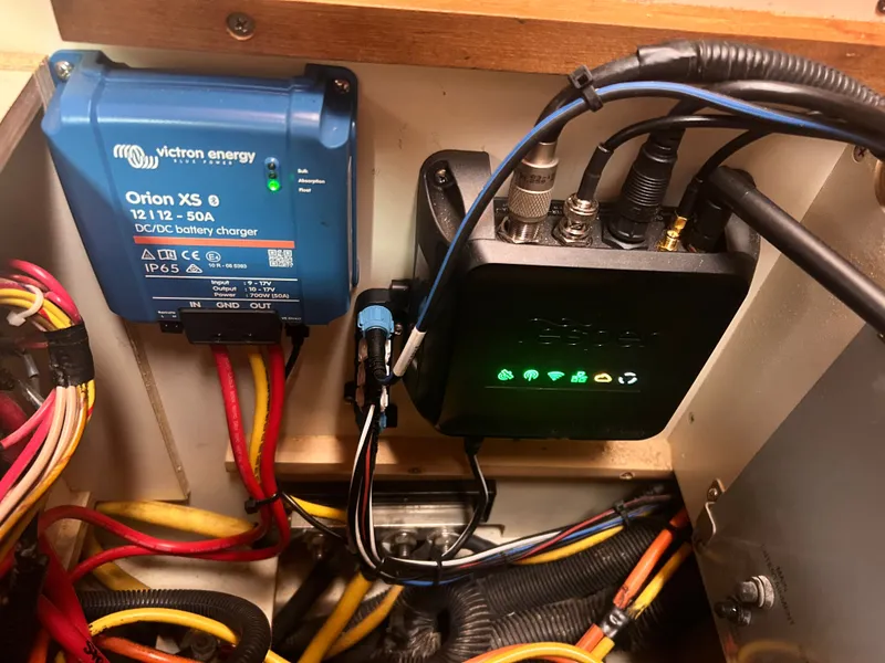 Slide: The Image of Electrical wiring and devices in a 2006 Hunter 38 Ft Sloop. - 18