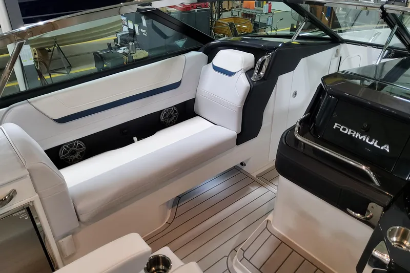 Slide: The Image of 2026 Formula 360 Crossover Bowrider OB interior with sleek seating and modern design. - 12