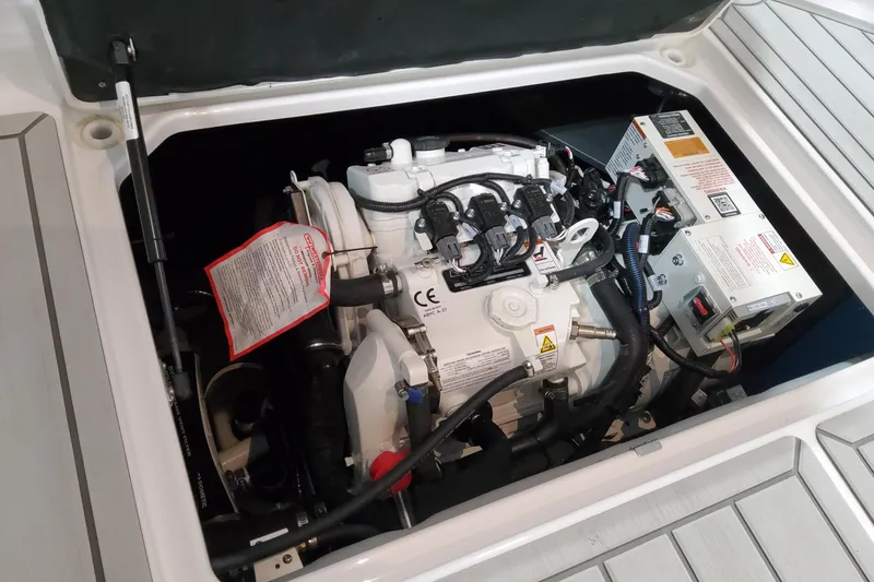 Slide: The Image of Engine compartment of 2026 Formula 360 Crossover Bowrider OB, showcasing modern marine technology. - 28