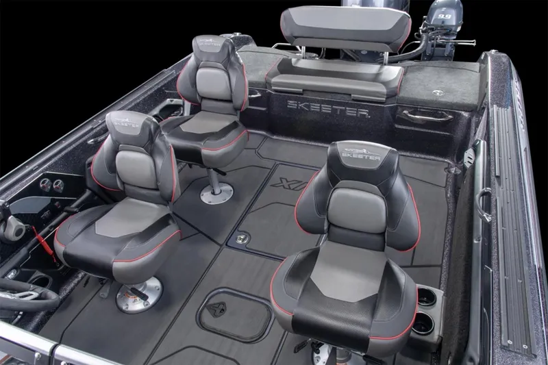 Slide: The Image of Manufacturer Provided Image: 2025 Skeeter WX2200 boat interior with four cushioned seats and sleek design. - 14