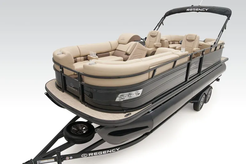 Slide: The Image of Open storage compartment in 2025 Regency 230 LE3 boat seat. - 11