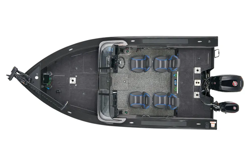 Slide: The Image of 2026 Ranger VX1788 WT boat interior with four cushioned seats and carpeted flooring. - 4