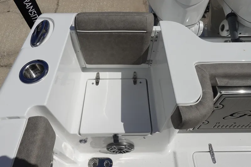 Slide: The Image of 2026 Sea Hunt Gamefish 28 Forward Seating, featuring sleek seating and cup holders. - 11