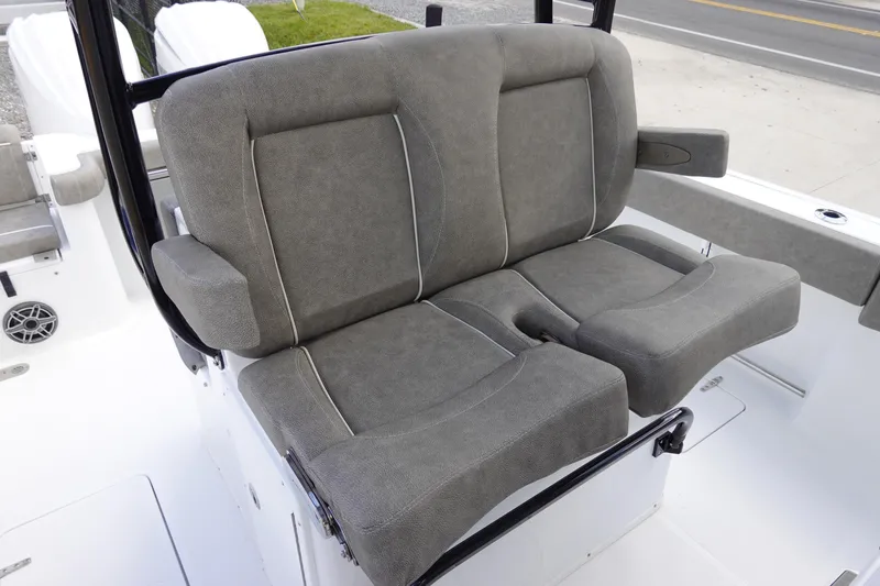 Slide: The Image of 2026 Sea Hunt Gamefish 28 Forward Seating with comfortable gray cushioned seats. - 19