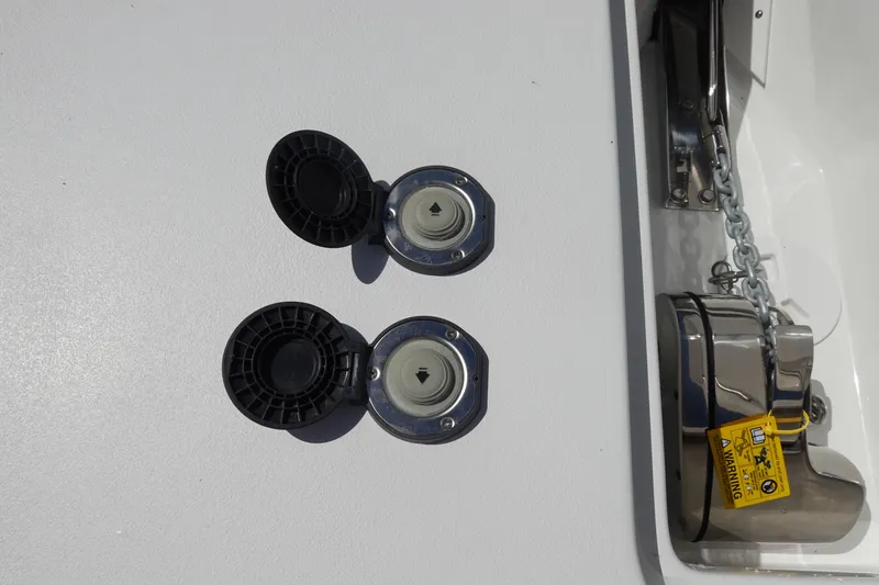 Slide: The Image of Fuel and water caps on 2026 Sea Hunt Gamefish 28 boat deck. - 40