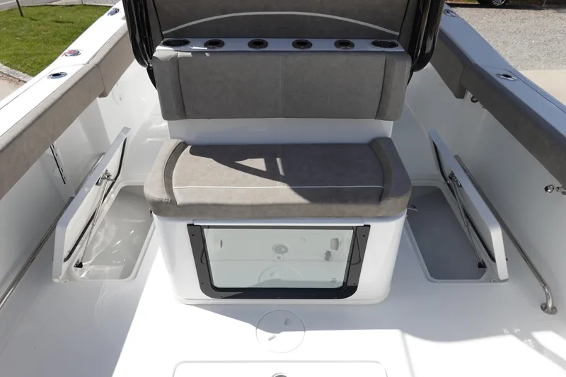 Slide: The Image of 2026 Sea Hunt Gamefish 28 Forward Seating with storage compartments and cushioned seating. - 45