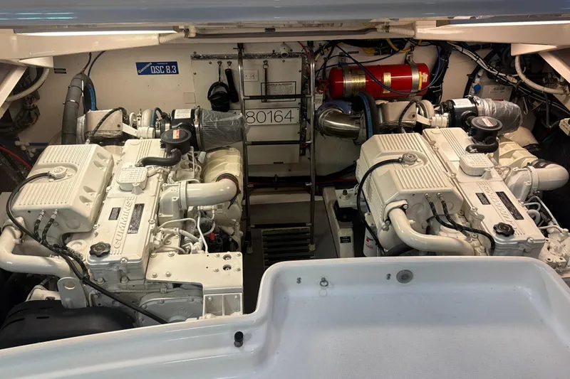 Slide: The Image of Engine room of 2006 Tiara Yachts 3600 Sovran with twin Cummins engines. - 61