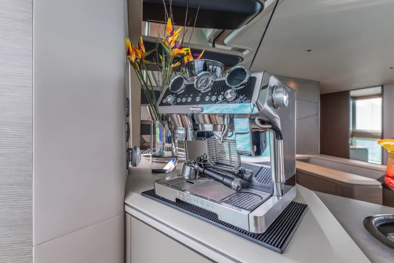 Slide: The Image of Luxury espresso machine on 2023 Princess X95 yacht interior. - 107