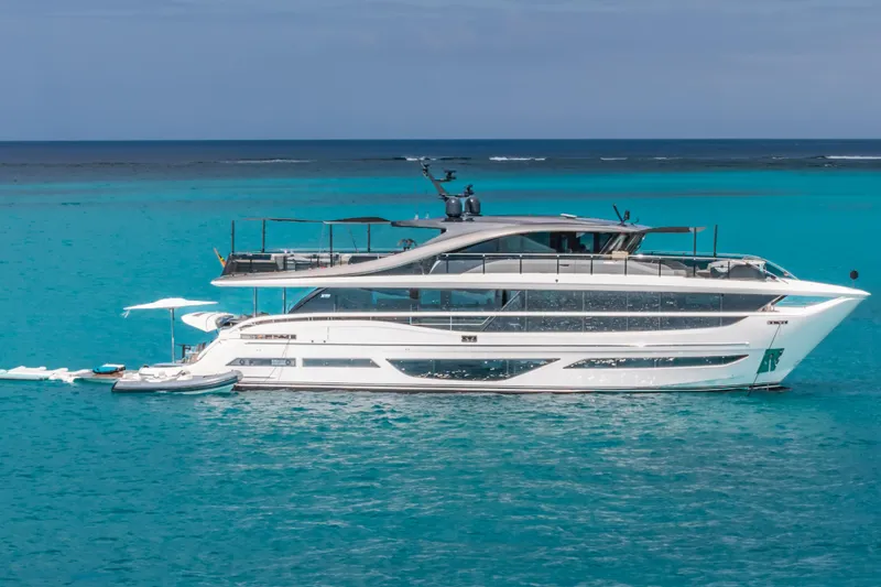 Slide: The Image of Luxurious 2023 Princess X95 yacht on turquoise ocean waters. - 22