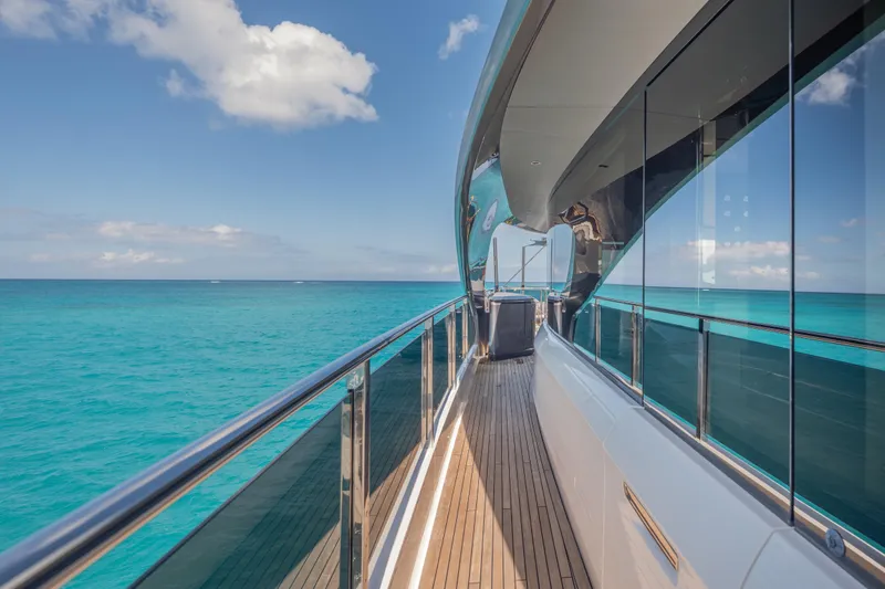 Slide: The Image of Luxurious 2023 Princess X95 yacht deck with ocean view and sleek design. - 39