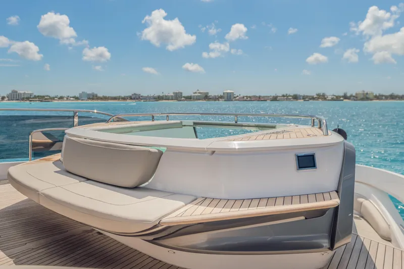 Slide: The Image of Luxurious 2023 Princess X95 yacht deck with ocean view and clear blue sky. - 55