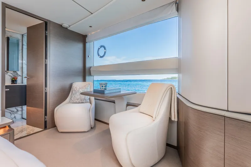 Slide: The Image of Luxurious interior of 2023 Princess X95 yacht with ocean view and elegant seating. - 60