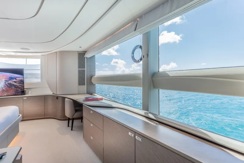 Slide: The Image of Luxurious interior of 2023 Princess X95 yacht with ocean view and modern furnishings. - 62