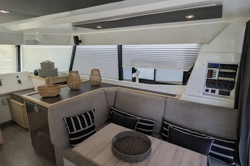 Slide: The Image of Modern interior of 2020 Fountaine Pajot MY 37 yacht with cozy seating and stylish decor. - 11