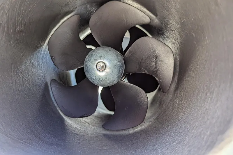 Slide: The Image of Close-up of a 2020 Fountaine Pajot MY 37 boat propeller. - 26