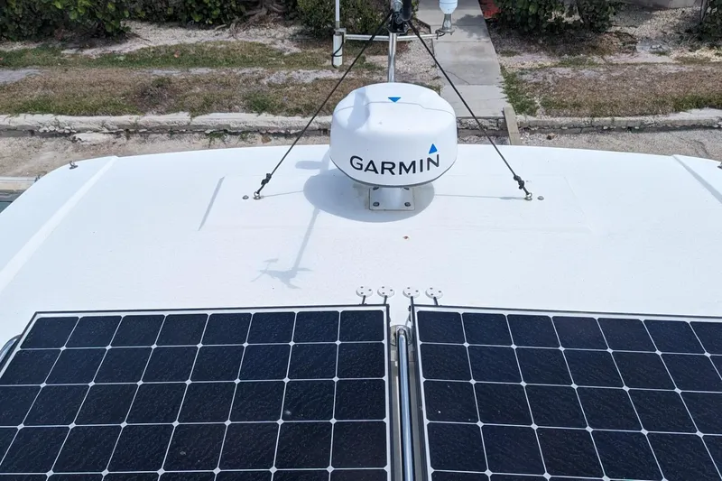 Slide: The Image of Solar panels and Garmin radar on 2020 Fountaine Pajot MY 37 yacht. - 9