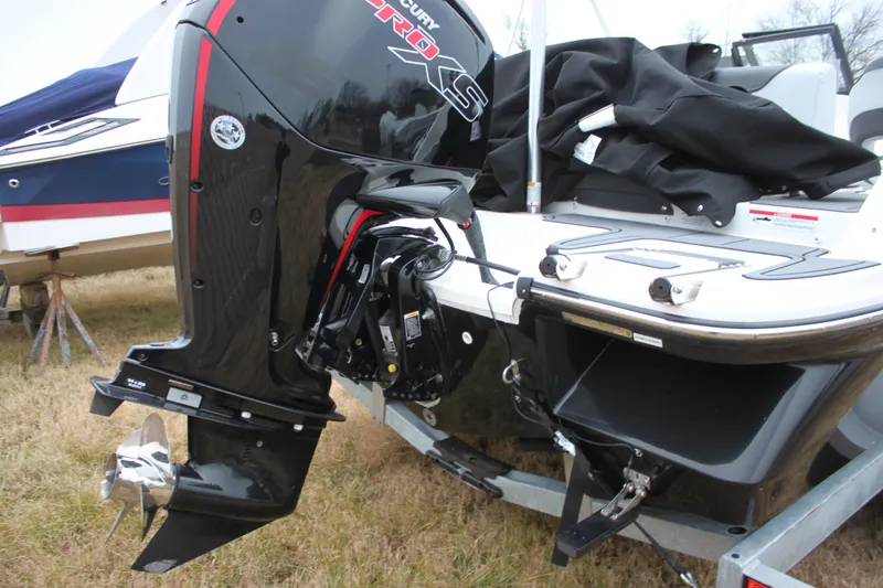 Slide: The Image of 2023 Bayliner Element M19 boat seat with modern design and cup holder. - 10