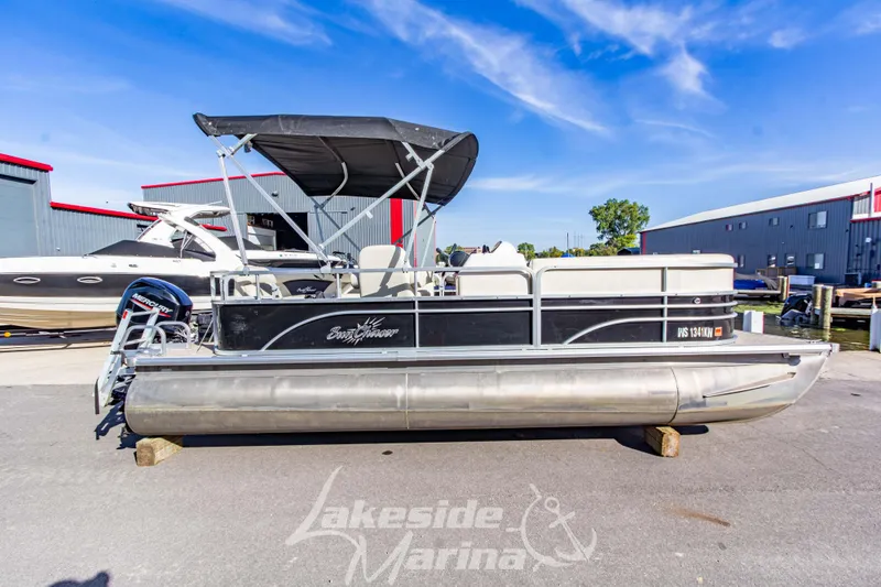 Slide: The Image of 2021 SunChaser Geneva Cruise 20 CRS pontoon boat at Lakeside Marina. - 4