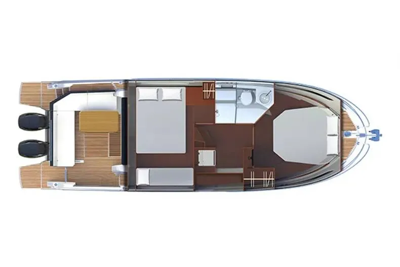 Slide: The Image of Manufacturer Provided Image: Top view layout of 2026 Beneteau Antares 11 Coupe, showcasing interior design and features. - 50