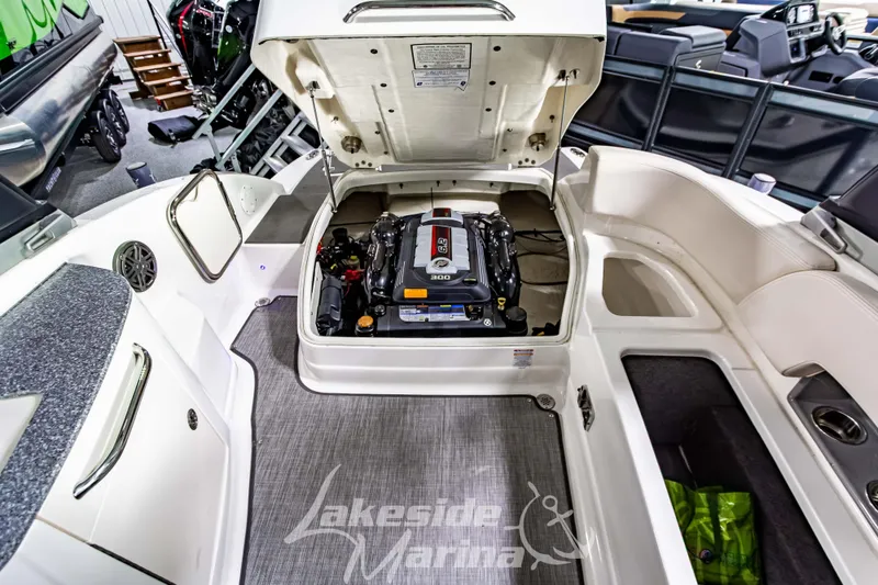 Slide: The Image of 2017 Chaparral 244 Sunesta boat engine compartment at Lakeside Marina showroom. - 20
