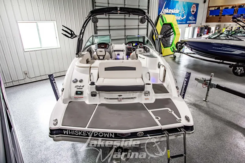 Slide: The Image of 2017 Chaparral 244 Sunesta boat displayed at Lakeside Marina showroom. - 6