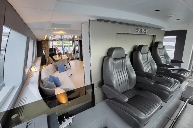 Slide: The Image of Luxurious bathroom on 2020 Mangusta 110 Open yacht, featuring modern design and elegant fixtures. - 21