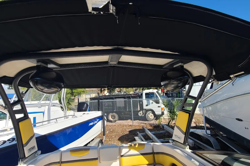 Slide: The Image of 2017 Chaparral Vortex 203 VRX boat interior with canopy and speakers. - 21