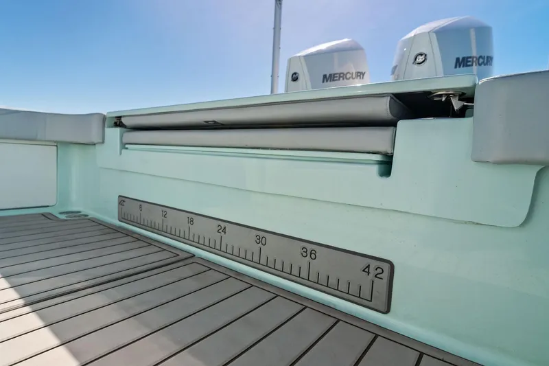 Slide: The Image of 2023 Barker Boatworks 26 Open with Mercury engines and integrated fish ruler. - 36