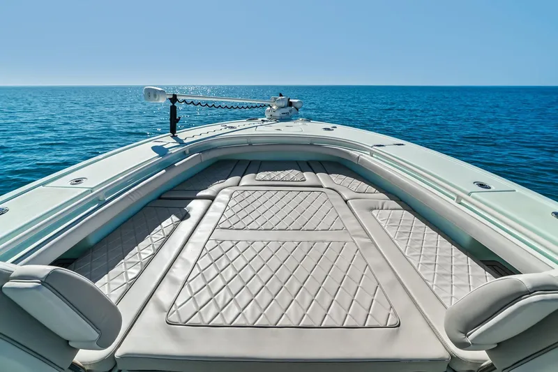 Slide: The Image of 2023 Barker Boatworks 26 Open, luxurious deck view on open sea. - 16