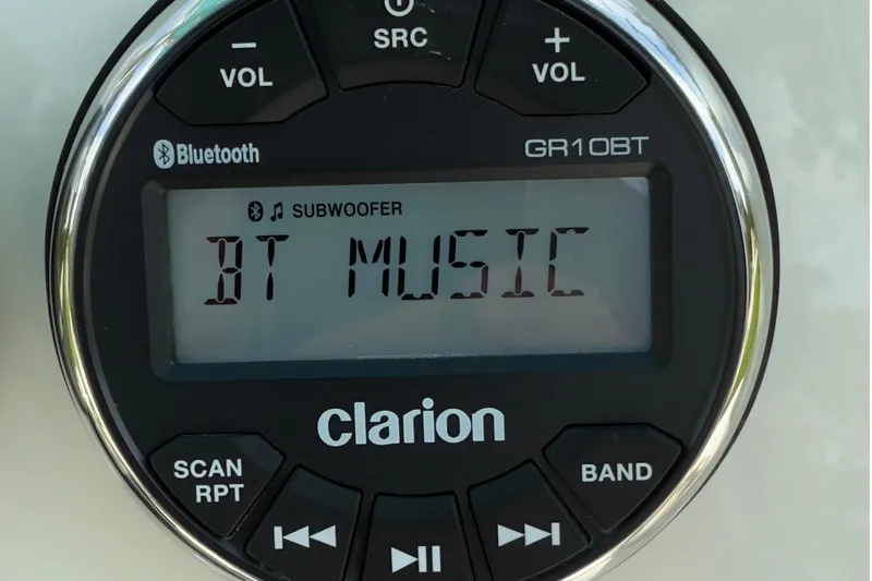 Slide: The Image of Clarion GR10BT Bluetooth stereo display on 2023 Key West 219 FS boat. - 12
