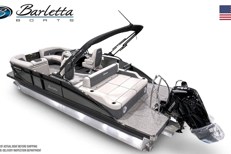 Slide: The Image of 2026 Barletta C22UC pontoon boat with sleek design and modern features. - 13