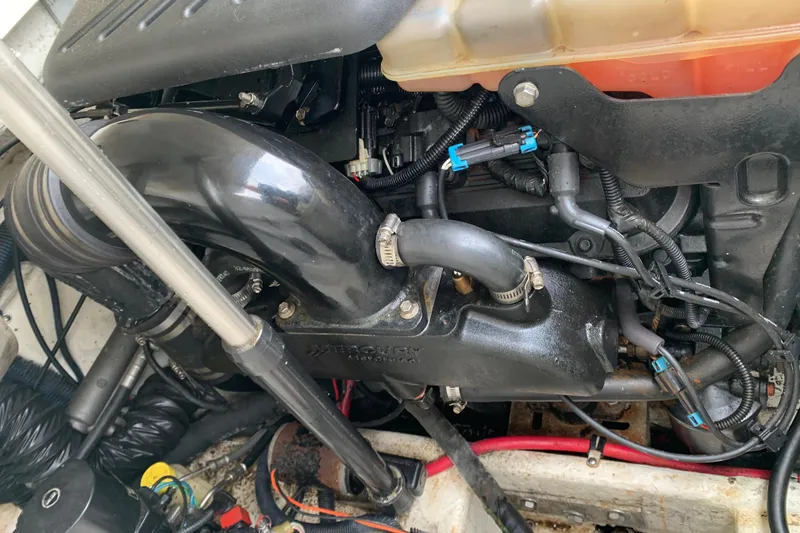 Slide: The Image of Engine compartment of a 2001 Formula 260 Sun Sport boat, showing detailed components and wiring. - 29