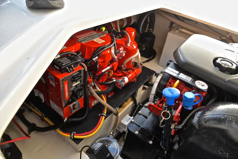 Slide: The Image of Engine compartment of 2018 Monterey 275 Sport Yacht with visible components and wiring. - 41