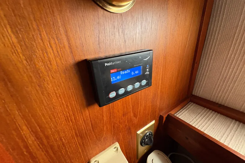 Slide: The Image of ProMariner display on 1988 Carver 36 Aft Cabin, wooden interior detail. - 62