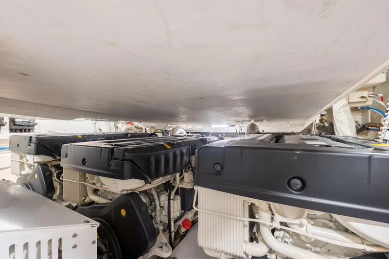 Slide: The Image of Engine room of 2023 Azimut S8 yacht showcasing powerful machinery. - 92