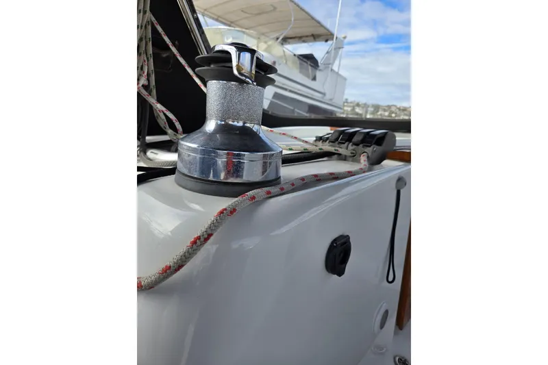 Slide: The Image of Winch and ropes on 2008 Beneteau Oceanis 49 sailboat deck. - 18