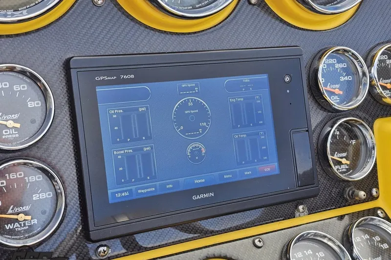 Slide: The Image of Dashboard of a 2007 Donzi 38 ZR with Garmin GPS and Livorsi gauges. - 84