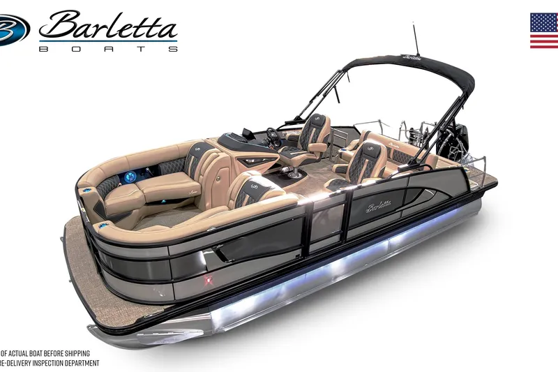 Slide: The Image of 2026 Barletta L23UC pontoon boat with luxurious seating and sleek design. - 15