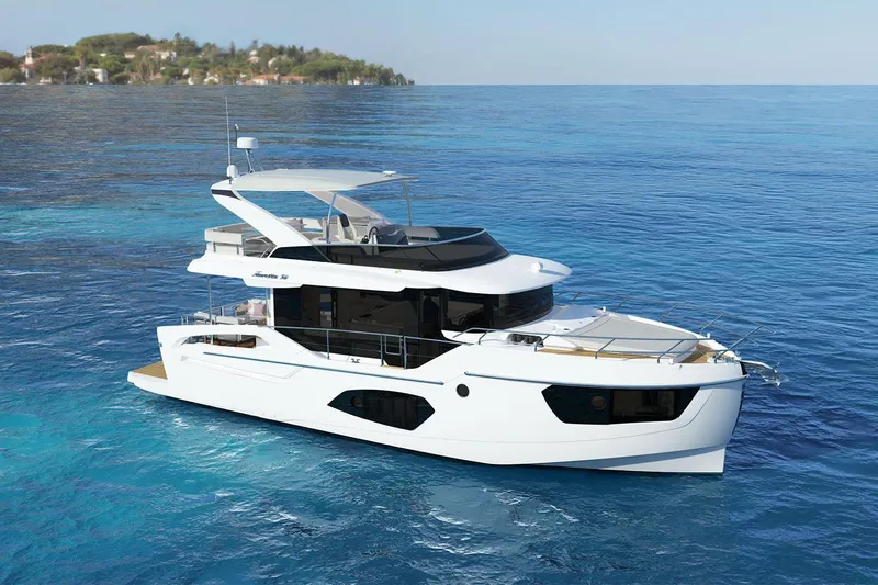 The Image of Luxurious 2028 Absolute 50 Navetta yacht cruising on clear blue waters. - 0