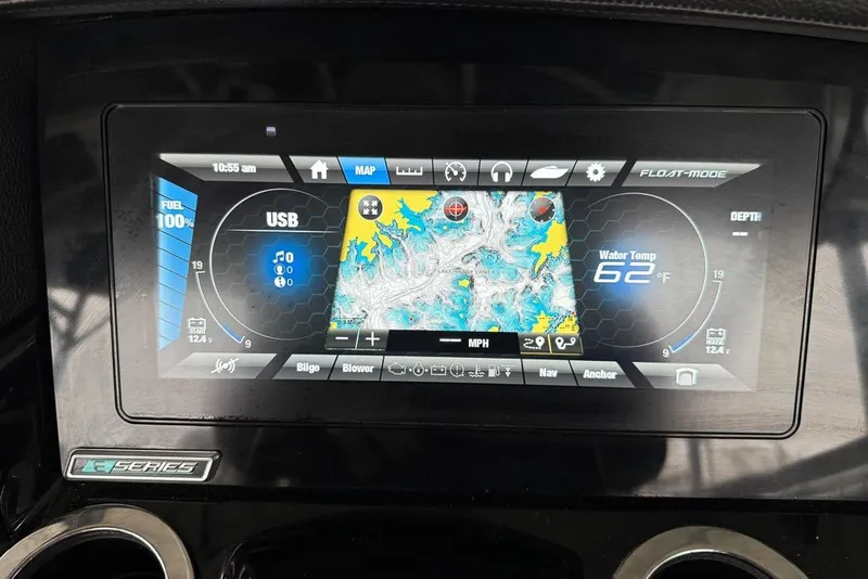 Slide: The Image of Touchscreen display of 2019 Yamaha Boats 242 Limited S E-Series showing navigation and system information. - 7