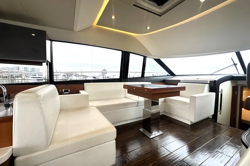 Slide: The Image of Luxurious interior of 2017 Prestige 500 yacht with elegant seating and modern design. - 38