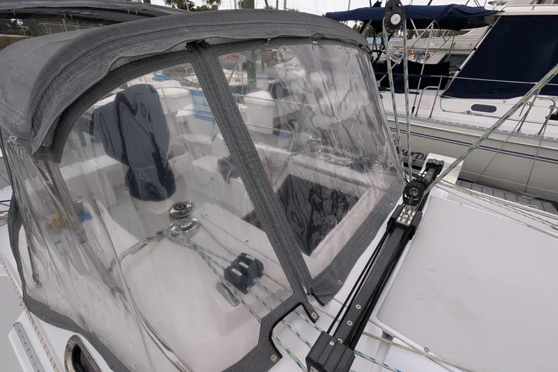 Slide: The Image of Raymarine navigation display on 2021 Catalina 315 sailboat, showing chart and dashboard options. - 35