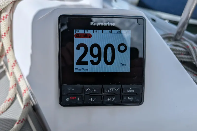 Slide: The Image of Raymarine display showing wind data on a 2021 Catalina 315 sailboat. - 37