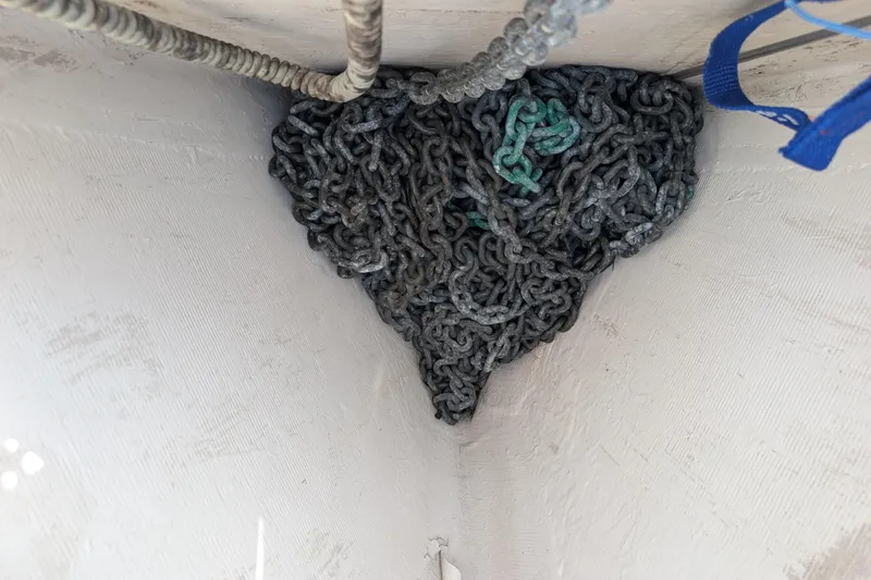 Slide: The Image of Battery compartment of a 2021 Catalina 315 boat. - 49