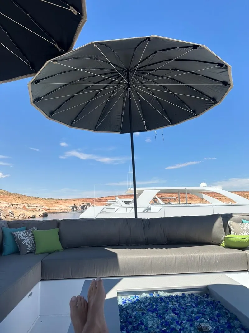 Slide: The Image of Relaxing on a yacht with umbrella and cushions, Adonia Meticulous Trip 2023. - 20