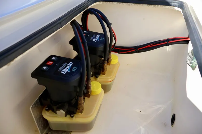 Slide: The Image of Dual Blade 10 pumps in 2022 ShearWater 23LTZ boat compartment. - 6