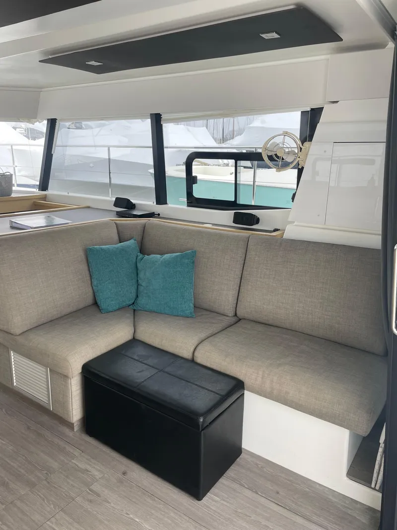 Slide: The Image of Interior of 2018 Fountaine Pajot MY 37 yacht with modern seating and decor. - 29