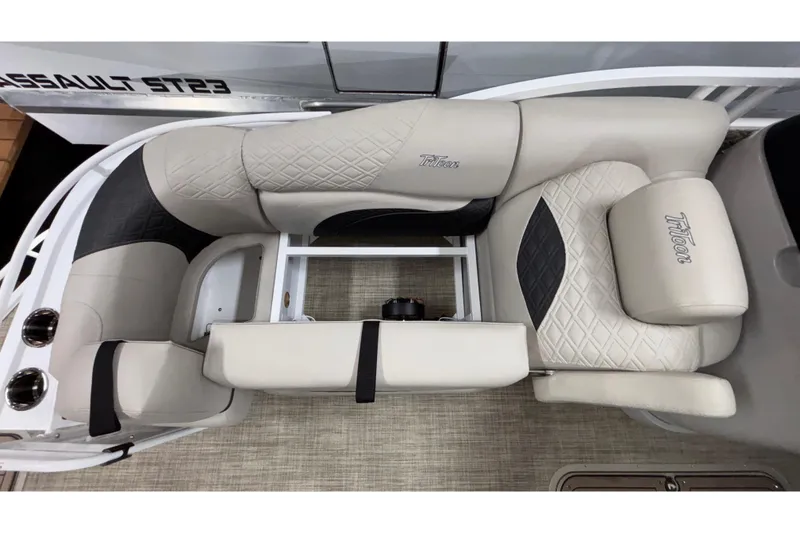 Slide: The Image of Luxurious seating on 2026 JC Sporttoon 26TT pontoon boat, featuring elegant upholstery and design. - 35