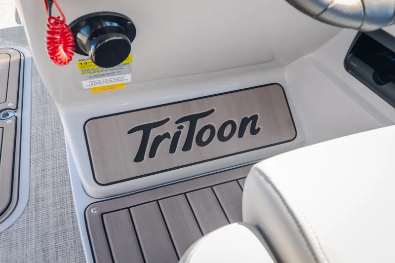 Slide: The Image of Interior of 2026 JC Sporttoon 26TT pontoon boat with "TriToon" branding. - 37