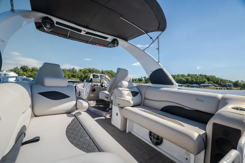 Slide: The Image of Luxurious interior of 2026 JC Sporttoon 26TT pontoon boat with plush seating and modern design. - 9
